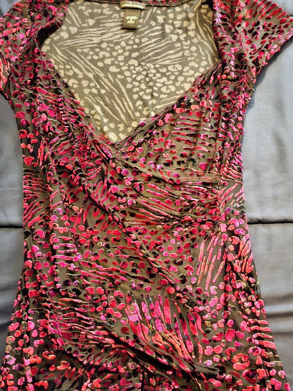 Faux Wrap Velvet Top Moda International Sz M